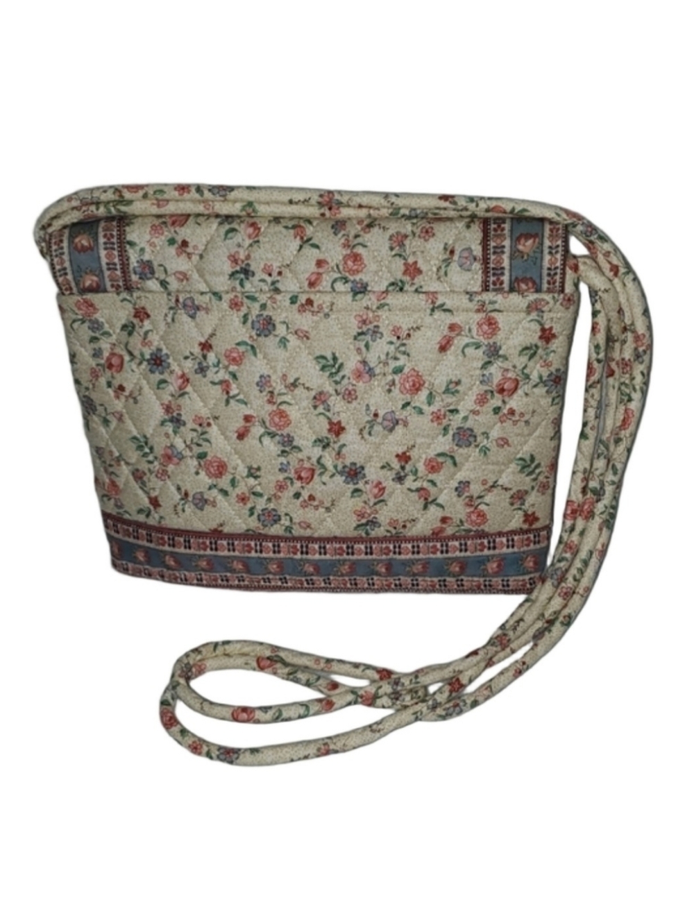 VTG Vera Bradley Indiana Cream Quilted Floral Crossbody Bag Retired 1980s - Picture 3 of 14